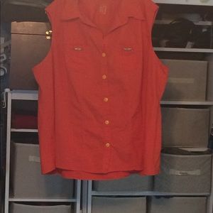 CATO Brand Orange Sleeveless Shirt. Sz 26/28W